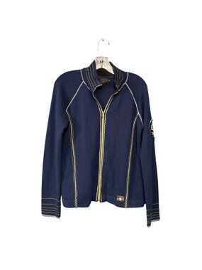 Icelandic Design Navy Embroidered Zip Cardigan